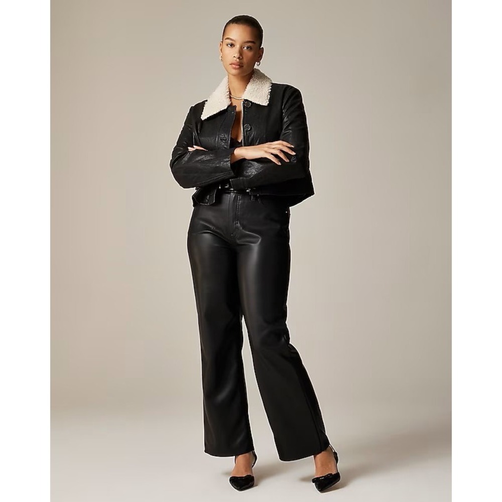 J.Crew‎ Slim wide-leg pant in faux leather Black 32